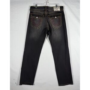 True Religion Geno Big T Flap Relaxed Slim Stretch Jeans Mens 36x32 Black